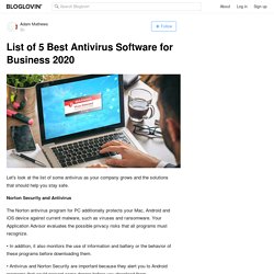 List of 5 Best Antivirus Software for Business 2020