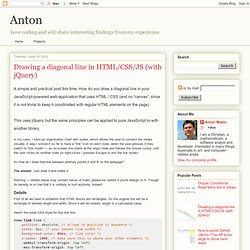 Anton: Drawing a diagonal line in HTML/CSS/JS (with jQuery)
