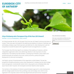 City of Antwerp wins ‘European City of the Year 2013 Award’