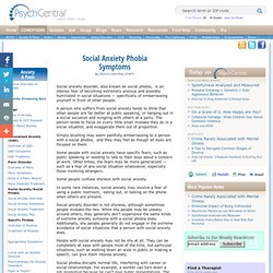 Social Anxiety Disorder (Social Phobia) Symptoms