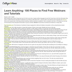Learn Anything: 100 Places to Find Free Webinars and Tutorials
