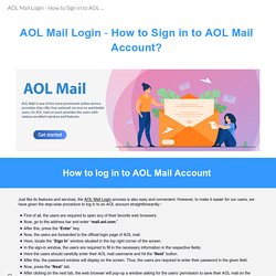 AOL Mail Login - How to Sign in to AOL Mail Account?