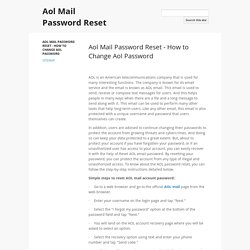 Aol Mail Password Reset