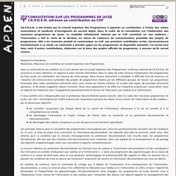 [APDEN] Consultation sur les programmes du lycée