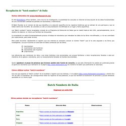 APELLIDOS ITALIANOS - Batch Numbers de Italia