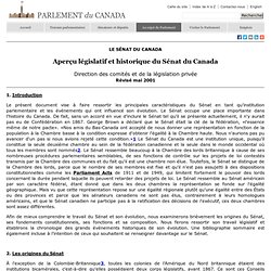 Aperçu législatif et historique du Sénat du Canada