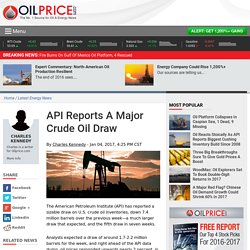 API Reports A Major Crude Oil Draw