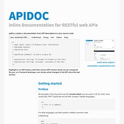 apiDoc - Inline Documentation for RESTful web APIs