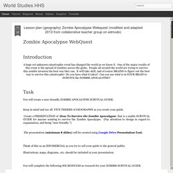 World Studies HHS: Lesson plan (geography) Zombie Apocalypse Webquest (modified and adapted 2013 from collaborative teacher group on edmodo)