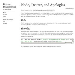 Node, Twitter, and Apologies