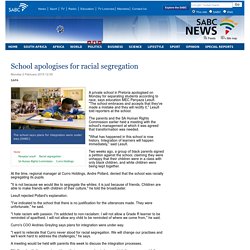 School apologises for racial segregation:Monday 2 February 2015