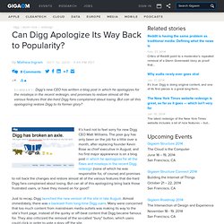 Can Digg Apologize Its Way Back to Popularity?: Tech News «