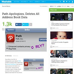 Path Apologizes, Deletes All Address Book Data