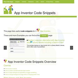 App Inventor Code Snippets