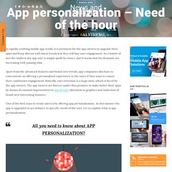 App personalization – Need of the hour