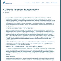 Cultiver le sentiment d’appartenance