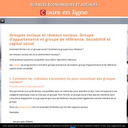 Groupes sociaux et réseaux sociaux. Groupe d'appartenance et groupe de référence. Sociabilité et capital social