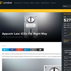 Appcoin Law: ICOs the Right Way - CoinDesk - Marco Santori