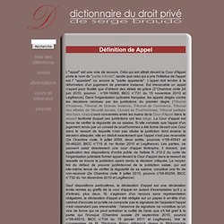 Dictionnaire juridique - Définition de Appel