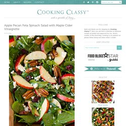 Apple Pecan Feta Spinach Salad with Maple Cider Vinaigrette