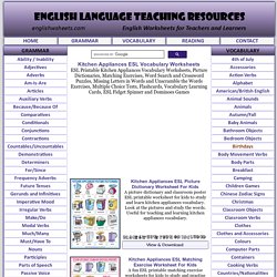 Kitchen Appliances ESL Vocabulary Worksheets
