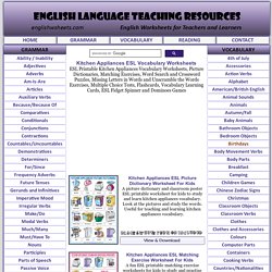 Kitchen Appliances ESL Vocabulary Worksheets