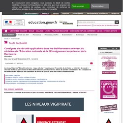 Consignes de sécurité applicables dans les établissements relevant du ministère