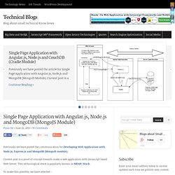 Single Page Application with Angular.js, Node.js and MongoDB (MongoJS Module)