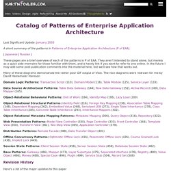 Catalog of Patterns of Enterprise Application Architecture