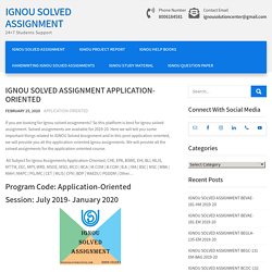 IGNOU Solved Assignment Application 2019-20 - IGNOU Assignments
