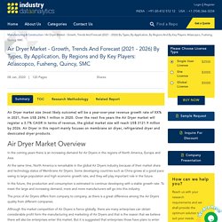 Air Dryer Market - Growth, Trends And Forecast (2021 - 2026) By Types, By Application, By Regions And By Key Players: Atlascopco, Fusheng, Quincy, SMC