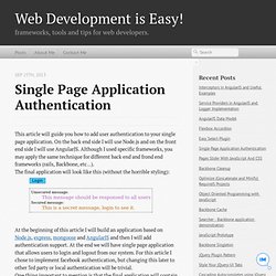 Single Page Application Authentication - Web Development is Easy!