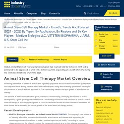 Animal Stem Cell Therapy Market - Growth, Trends And Forecast (2021 - 2026) By Types, By Application, By Regions And By Key Players - Medivet Biologics LLC, VETSTEM BIOPHARMA, J-ARM, U.S. Stem Cell Inc