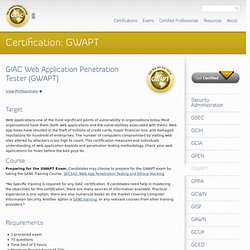 Web Application Penetration Tester Certification: GWAPT