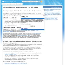 Windows Server 2008 R2: ISV Application Readiness and Certification