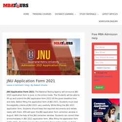 JNU Application Form 2021: Check Registration , apply,