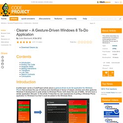 Clearer – A Gesture-Driven Windows 8 To-Do Application