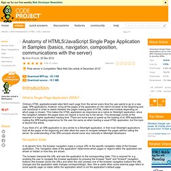 Anatomy of HTML5/JavaScript Single Page Application in Samples (basics, navigation, composition, communications with the server)