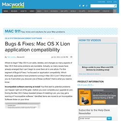 Bugs & Fixes: Mac OS X Lion application compatibility
