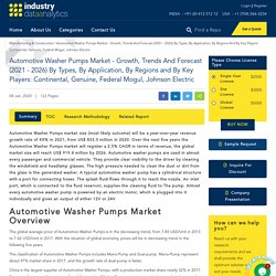Automotive Washer Pumps Market - Growth, Trends And Forecast (2021 - 2026) By Types, By Application, By Regions And By Key Players: Continental, Genuine, Federal Mogul, Johnson Electric
