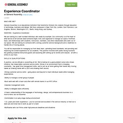 Job Application for Experience Coordinator at General Assembly
