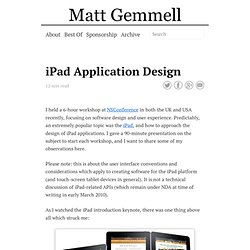 iPad Application Design » Matt Legend Gemmell