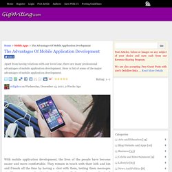 The Advantages Of Mobile Application Development