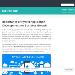 Importance of Hybrid Application Development for Business Growth – Expert IT Firm