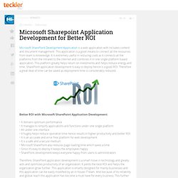 Microsoft Sharepoint Application Development for Better ROI