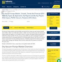 Dry Vacuum Pumps Market - Growth, Trends And Forecast (2021 - 2026) By Types, By Application, By Regions And By Key Players: Atlas Copco, Pfeiffer Vacuum, Flowserve SIHI, Ebara