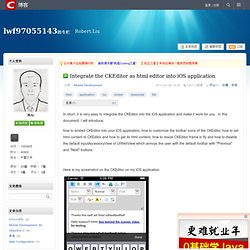 Integrate the CKEditor as html editor into iOS application - lwf97055143的专栏