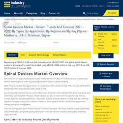 Spinal Devices Market - Growth, Trends And Forecast (2021 - 2026) By Types, By Application, By Regions And By Key Players - Medtronic, J & J, NuVasive, Stryker