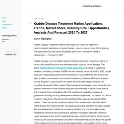 Krabbe Disease Treatment Market Application, Trends, Market Share, Industry Size, Opportunities, Analysis And Forecast 2021 To 2027