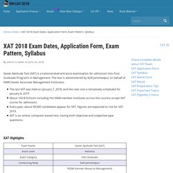 XAT 2018 Exam Dates, Application Form, Exam Pattern, Syllabus